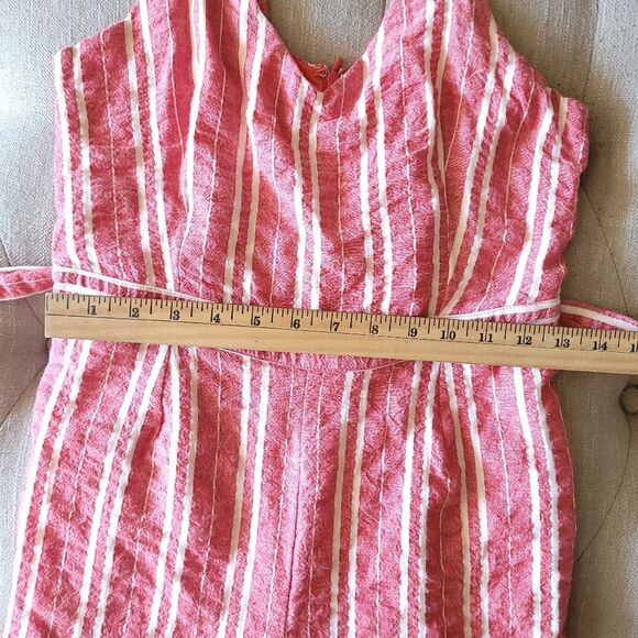 Anthropologie ett:twa Red Stripe Robin Romper Womens Size XSmall  Cropped Belt - Picture 11 of 14
